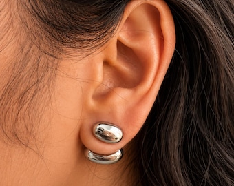 Silver Dome Earrings By Feel Amara • Waterproof Minimalist Studs • Chunky Bold Everyday Jewelry • Gift For Her
