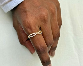 Pearl Infinity Ring By Feel Amara • 18K Gold Plated Ring • Anti Tarnish Stackable Ring • Dainty Pearl Jewelry • Gift For Her
