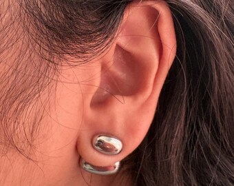 Silver Dome Earrings by Amara, Minimalist Stud Earrings, Chunky Silver Studs, Modern Earrings, Bold Jewelry, Everyday Earrings, Gift for Her