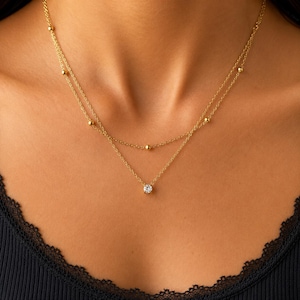 Collar minimalista de oro en capas de Feel Amara • Resistente al agua e hipoalergénico • Collar para usar a diario • Regalo para ella