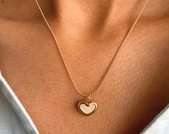 Mother of Pearl Heart Necklace By Feel Amara • Dainty Gold Pendant Necklace • Minimalist Jewelry For Women • Everyday Gift For Her