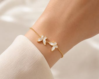 18K Gold Butterfly Bracelet for Women by Feel Amara | Dainty PVD Gold Chain Bracelet | Waterproof Tarnish Resistant Adjustable Bracelet Gift