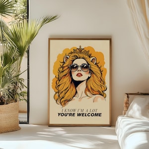 Leo Zodiac Wall Art Printable – Funny Astrology Quote Line Art – Digital Download Leo Woman Poster – Boho Modern Zodiac Decor Gift