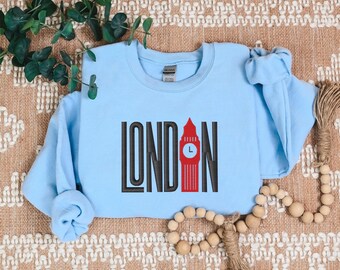 Embroidered London Shirt, London City Tee, Big Ben London Shirt, Great Britain Tee, Explore London Shirt, London Landmark Tee, Trip tees,