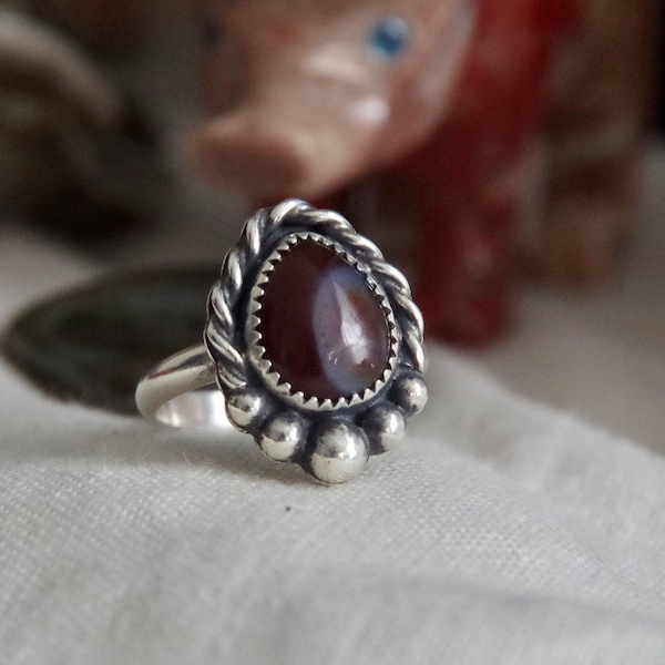 Sardonyx - Handmade Sterling Silver Sardonyx Ring - Size 8.5