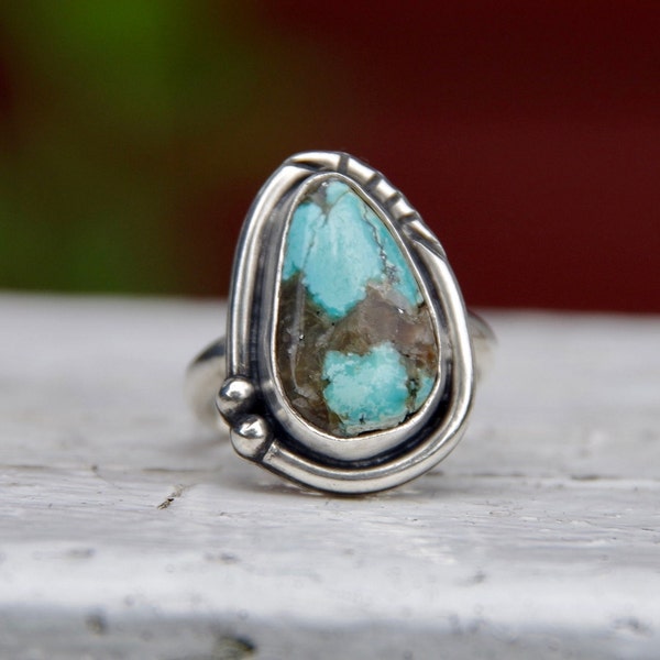 Turquoise - Handmade Sterling Silver Turquoise Ring - Size 6.5