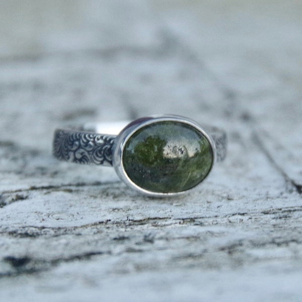 Unakite - Handmade Sterling Silver Unakite Ring - Size 5.5