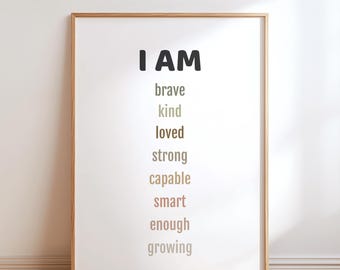 Poster Affirmation positive, Décoration de bureau de thérapie, Santé mentale, Coin apaisant, Psychologie scolaire, CBT, Cadeau affirmation, Téléchargement numérique