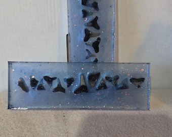 Escamas de dentes de tubarão azuis e pretas personalizadas