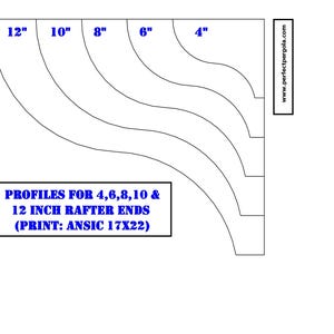 Pergola Rafter Tail Templates PDF - Printable Full-Scale Patterns for 4" to 12" Beams
