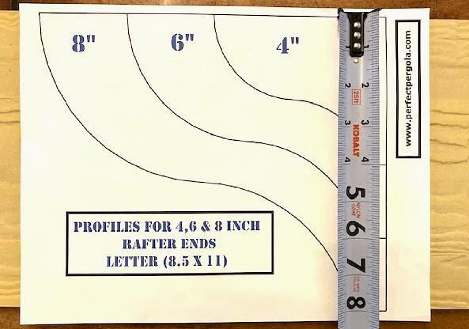 Rafter Pattern Color Pergola Rafter Tail Templates PDF - Printable Full-scale Patterns for 4 ...