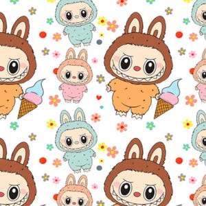 Labubu Fabric 100% Cotton, Labuu Textile, Half Yard Fabric, Craft Cotton, Plushie Material, Amigurumi Fabric, Kawaii Sewing, Tote Bag Fabric