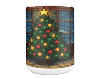15oz Stained Glass Old Fashioned Christmas Tree Mug