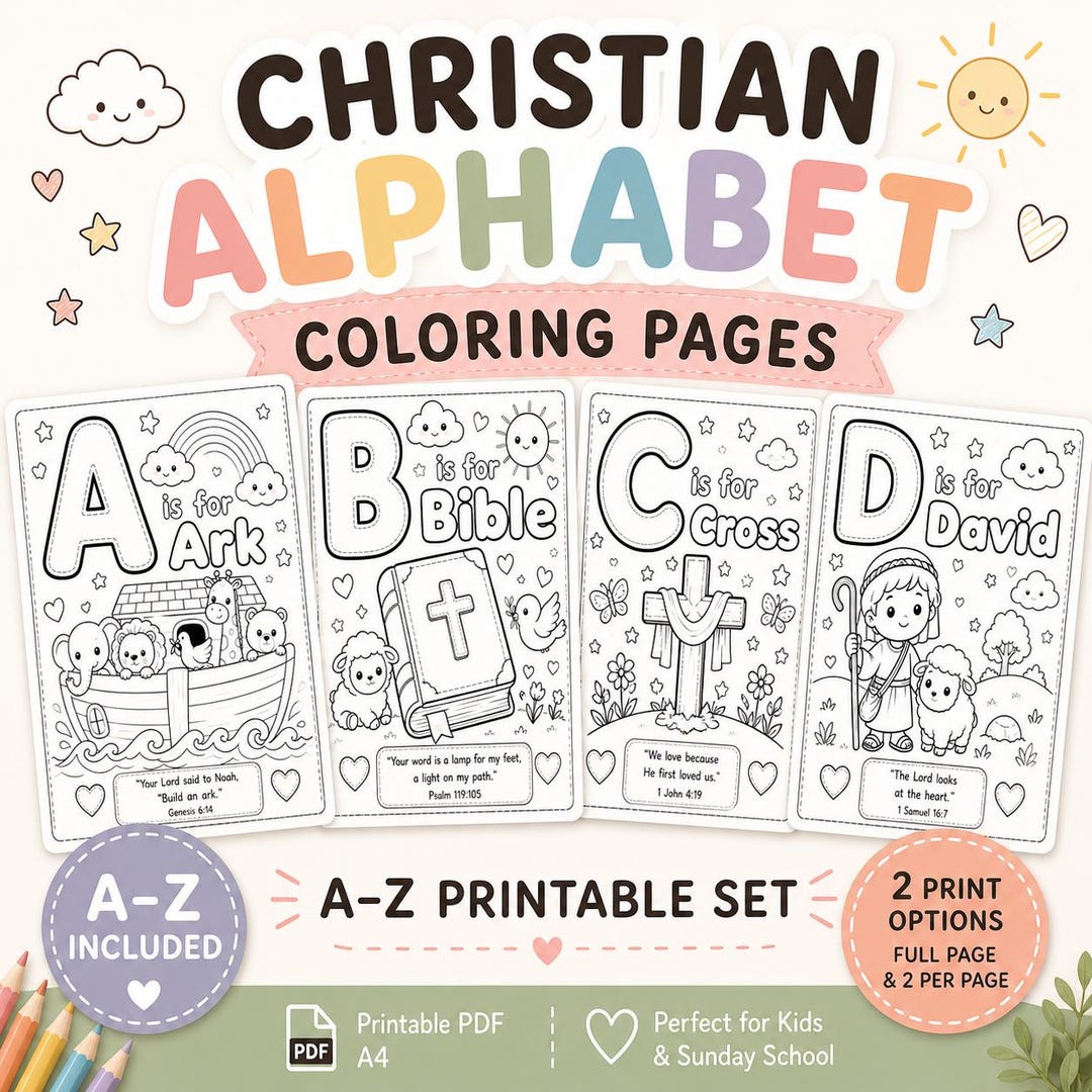 Christian Alphabet Coloring Pages Printable, Bible ABC Coloring Book ...