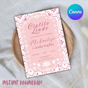 Cielito Lindo Girl Baptism Party Invitation