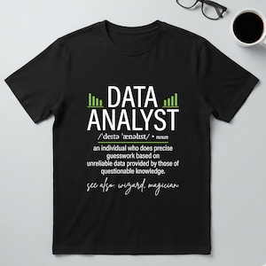 データアナリストの定義Tシャツ、面白いデータサイエンス辞書Tシャツ、皮肉なビジネスインテリジェンスギフト、SQLアナリティクスウィザードTシャツ