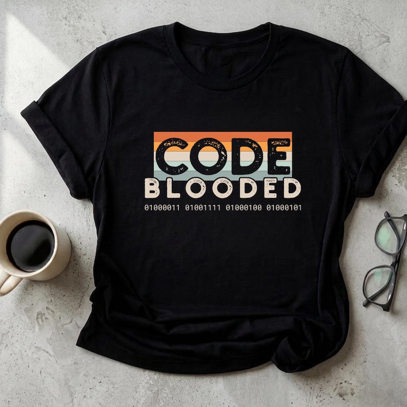 Chemise sanglante, cadeau programmeur, t-shirt développeur de logiciels drôle, t-shirt de codage rétro vintage, chemise code binaire, étudiant en informatique image 1