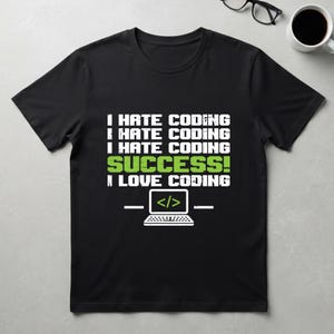 Camiseta "Odio programar, me encanta programar", camiseta divertida para depurar errores, regalo para ingenieros de software, camiseta para desarrolladores full stack de informática.