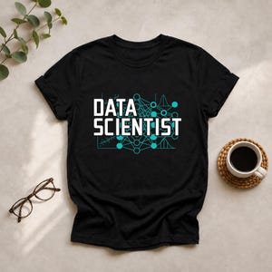 Camiseta engraçada para cientista de dados, camiseta "Pense em Dados", presente para programador, camiseta para analista de dados, estatístico e programador.
