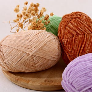 Fine Chenille Yarn – 2mm Super Soft Yarn,  Yarn for Crochet, Ideal for Blankets, DIY Accessories Yarn, 41 Gorgeous Color Options