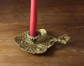 Candeliere da camera antico in bronzo - XIX secolo