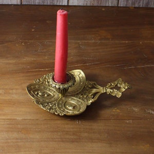 Vintage Chamberstick Candlestick Holder - Antique Bronze Candlestick Holder - Candle holder - 19th century