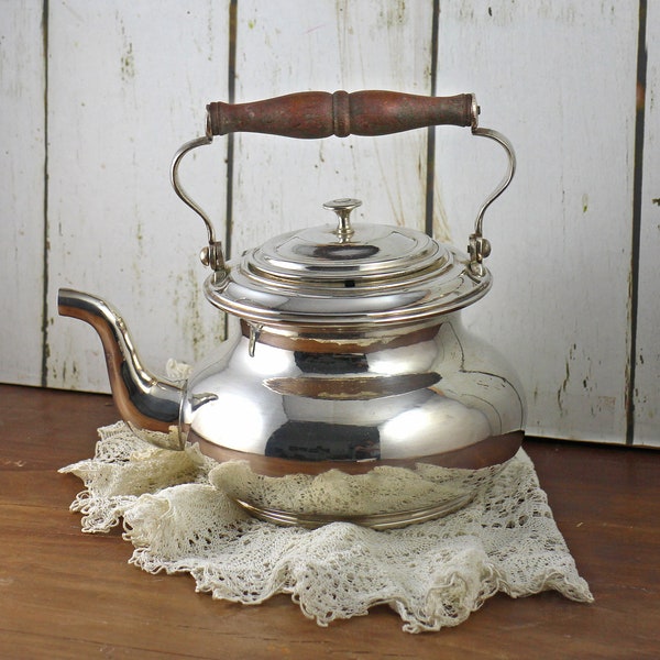 vintage Silver Teapot - bouilloire vintage Bouilloire à thé plaquée argent Décor de ferme