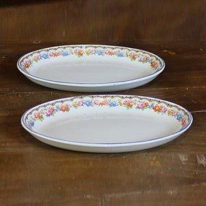 Set of 2 Vintage ironstone Oval Dishes Raviers - Oval Flat platters - Serving plates