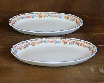 Set di 2 piatti ovali vintage in ironstone Raviers - Piatti piatti ovali - Piatti da portata