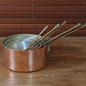 Set of 5 Vintage French Copper Saucepans - Copper pots