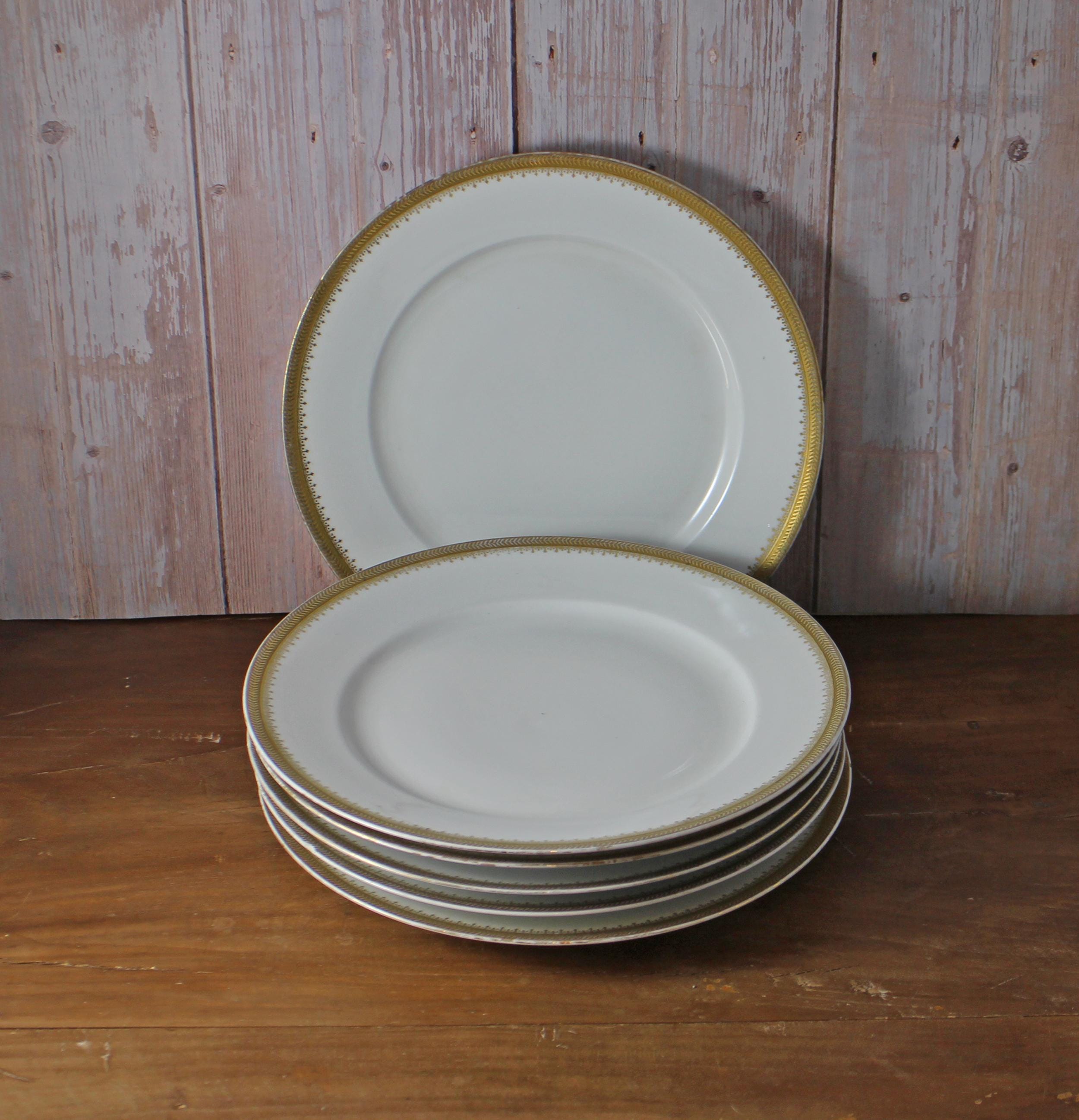 Antique Royal Austria Porcelain Plate: White with Gold Rim, O&EG