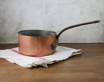 Vintage French Copper Saucepan - Copper and iron handle