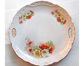 Vintage Porcelain Platter -  Tea Pastries Platter - Flowers Transferware - Tea cookies platter - Antique platter