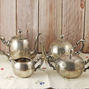Vintage Silver Plated coffee tea Set - Mid Century coffee pot, tea pot, milk jug,  sugar bowl