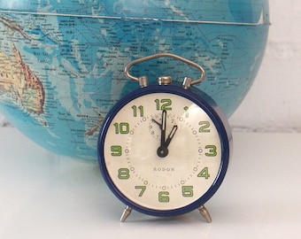 Vintage Alarm Clock - Vintage Blue alarm clock - Retro alarm clock - 60s