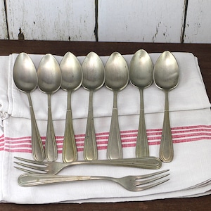 Vintage coffee Spoons Antique German Silver Coffee Tea spoons and forks - French decor - Circa 1900