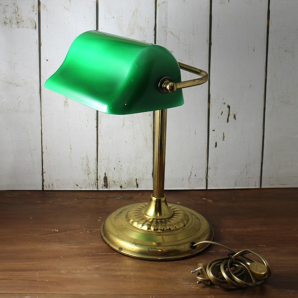 Lampe de banquier vintage - Lampe de bureau verte vintage - Lampe de bureau vintage - Lampe de table - Lampe de caissier de banque