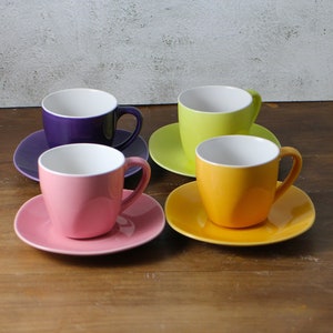 Vintage Set 4 Coffee Cups and Saucers - Multicolor French coffee set