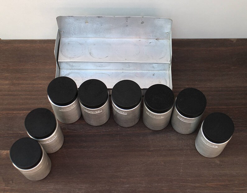 Vintage Aluminum Spice Rack Set Mid Century Wall mounted Etsy