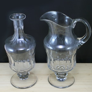 Vintage Glass Decanter and Pitcher Set: Elegant Barware