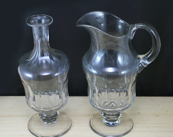 Vintage Glass Decanter and Pitcher Set: Elegant Barware