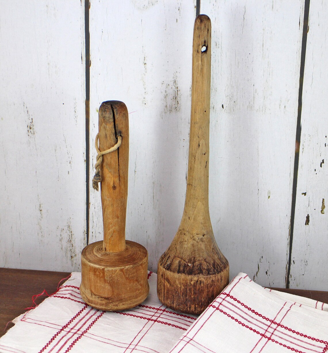 2 Vintage French Muddler Masher Set of 2 Antique Wooden Etsy