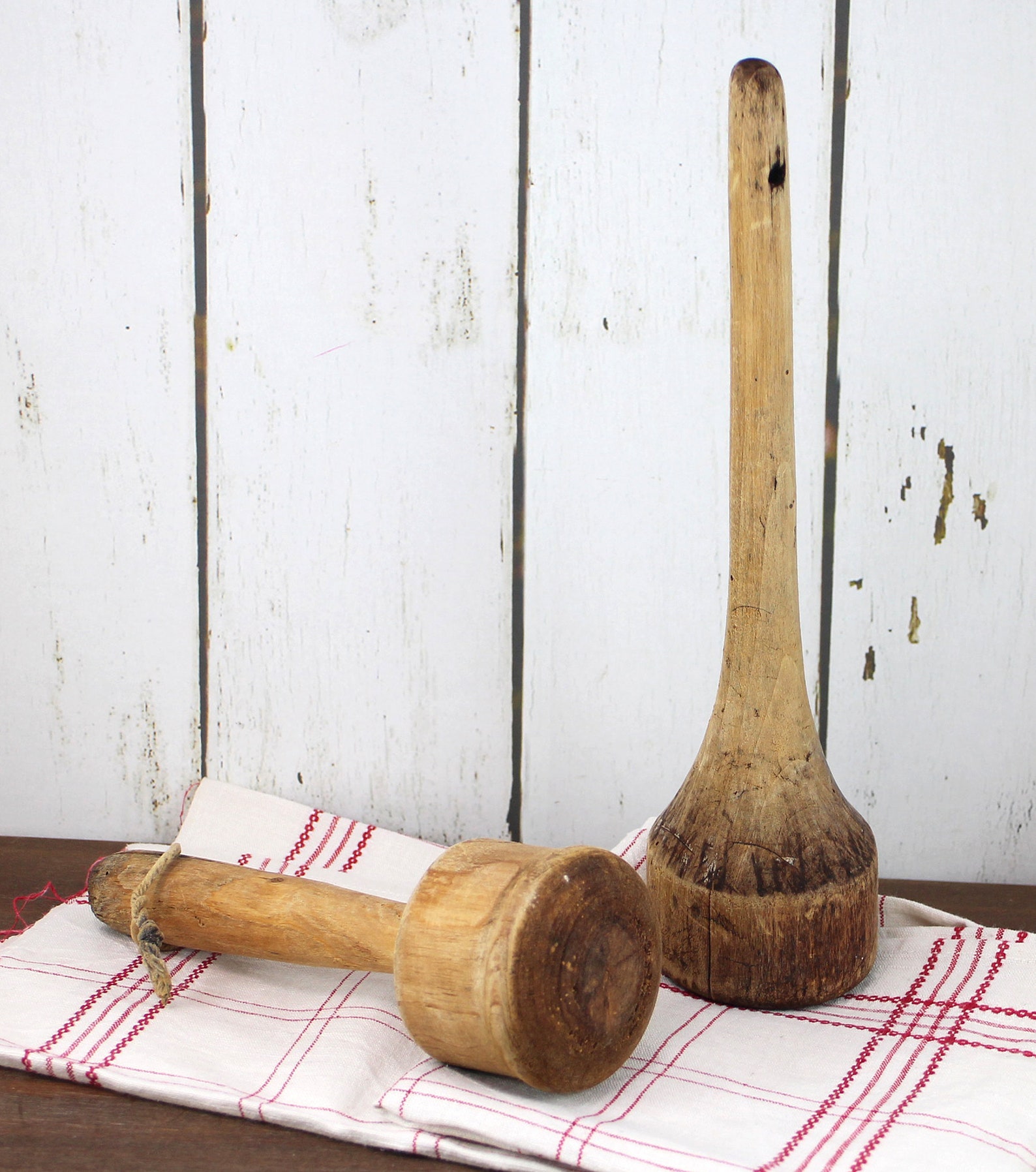 2 Vintage French Muddler Masher Set of 2 Antique Wooden Etsy