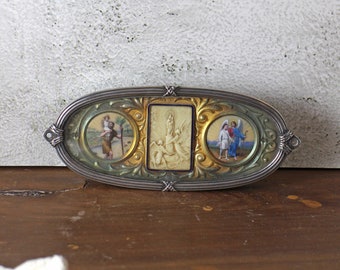 Antique Sterling Silver Car Plaque: Masriera Art Nouveau, San Cristóbal, Guardian Angel