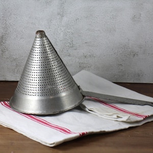 Vintage Cone Sieve Strainer - Aluminum Sieve Colander - Aluminum Funnel - Farmhouse Rustic Kitchen Decor