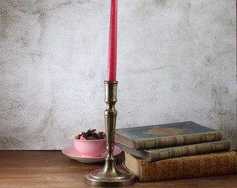 Vintage Candle Holder - Antique Brass Candlestick Holder - Chamberstick