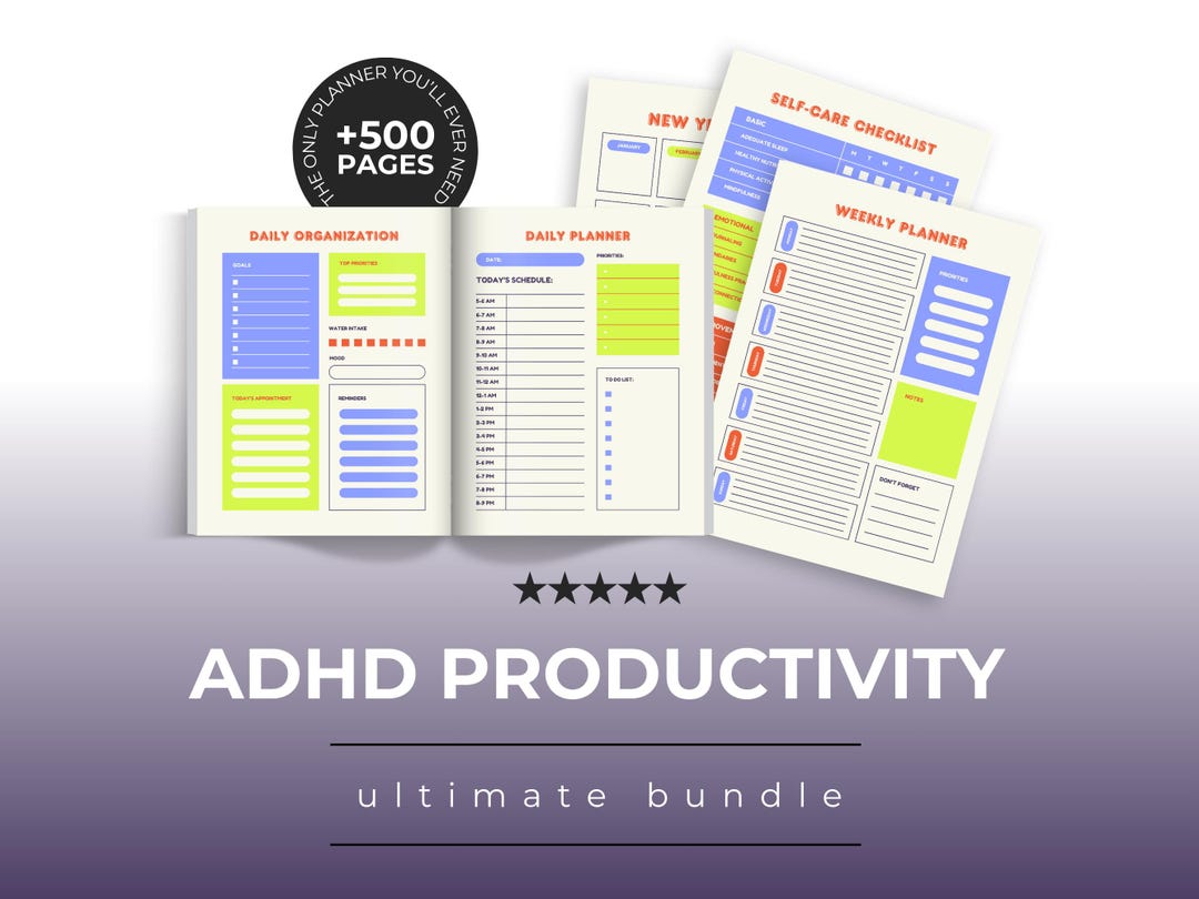 ADHD Digital Planner, Life Organizer, Productivity Journal (instant ...