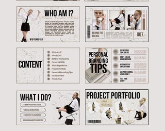 Plantilla de portafolio moderno de Canva: Diapositivas de presentación editables (Descarga digital)