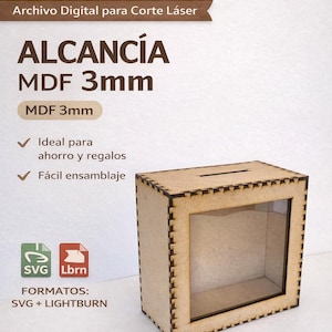 Archivo Digital Corte Láser | Alcancía de Madera 3 mm | Diseño SVG | Planos Listos para Cortar