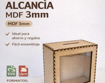 Laser Cut Digital File | 3mm Wooden Piggy Bank | SVG Design | Ready-to-Cut Plans